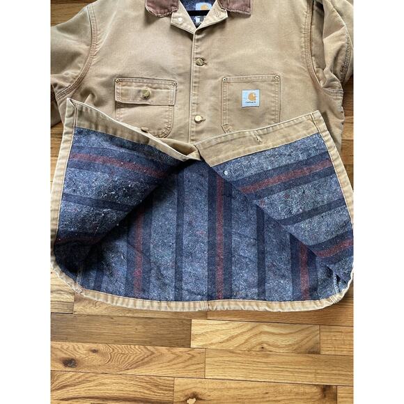 VTG Carhartt C01 BRN Michigan Firm Duck Chore Coat Jacket Blanket Lined Mens 44 - Picture 10 of 10